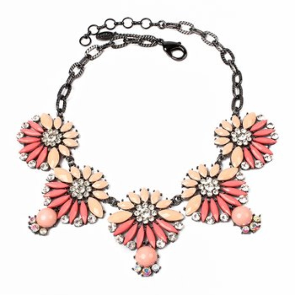Peach and Austrian Crystal Annie Necklace